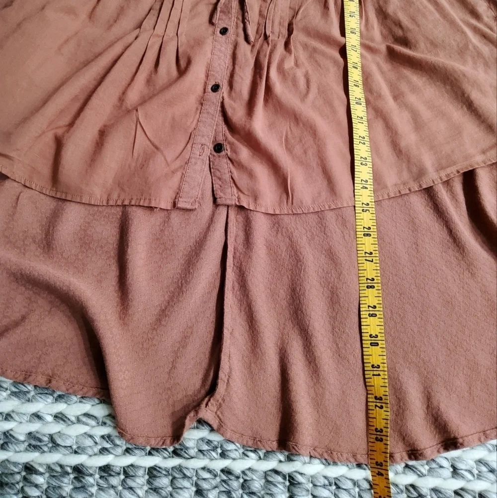 Free People Pleated Hi Low Sisters of Moon Blouse Size M